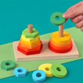 thumbnail image 2 of TISHITA Montessori Geometric Stacker Development Sorting Building Blocks Puzzle Stacking 2 towers, 2 of 8