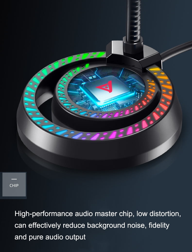 USB Recording Microphone WIth RGB LED Light Stand For Laptop YouTube Live Broadcast Karaoke Gamers Computer Microphone