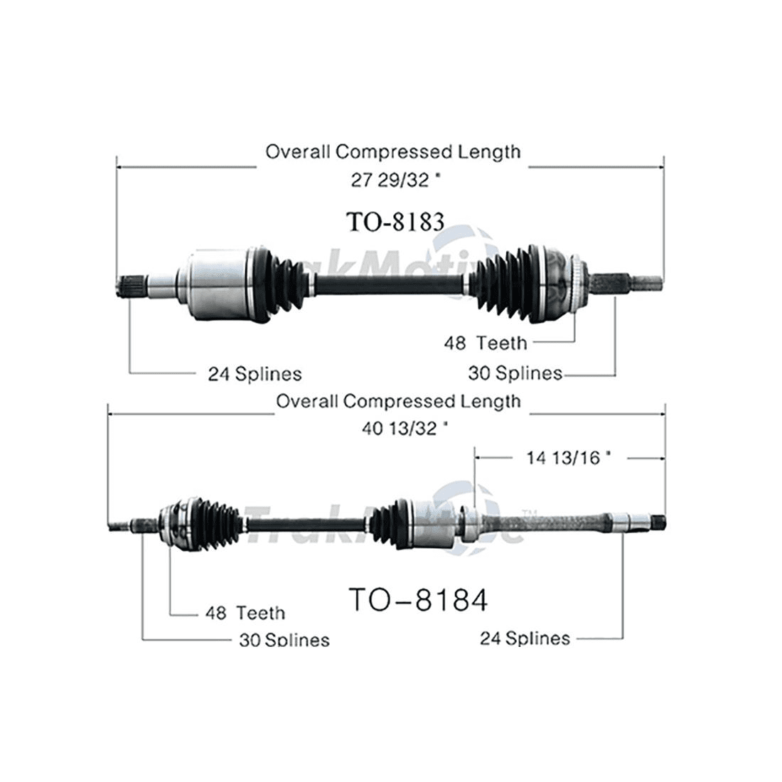 TrakMotive Front CV Axle CV Joint Shaft Assembly Assembly For Toyota
