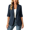 thumbnail image 6 of cocolona Womens 3/4 Sleeve Blazers Dressy Casual Open Front Business Solid Color Jacket With Roll Tab Cuffs And Pockets, 6 of 6