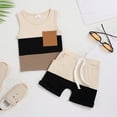thumbnail image 2 of YUIVH Toddler Boys Girls Sleeveless Patchwork Shirt Pullover Tops Vest Shorts Outfits Tee Shirt and Shorts Athletic Outfits, 2 of 6