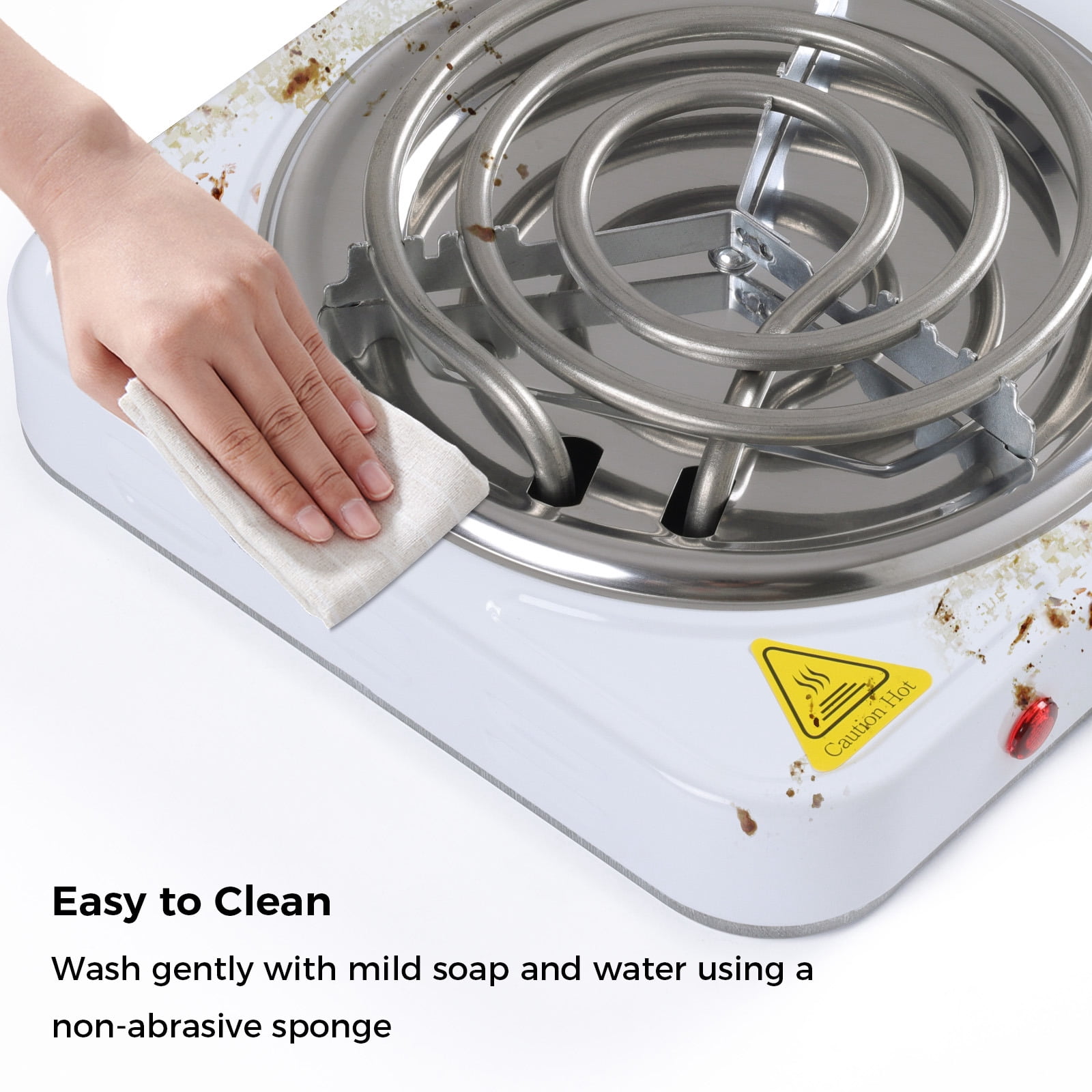 Portable 1000W Electric Single Burner 110V Hot Plate Heating Cooktop Camping Dorm Stove Cooker with Plug, White