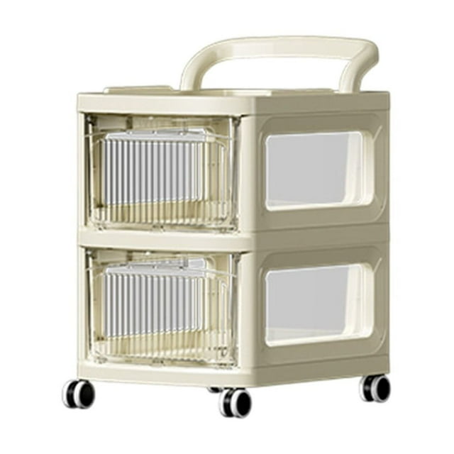 WRKEKC Clearance Multi-Layer Transparent Storage Cart with Wheels, Mobile Organizer for Kitchen or Bathroom (76x34x25.5cm)
