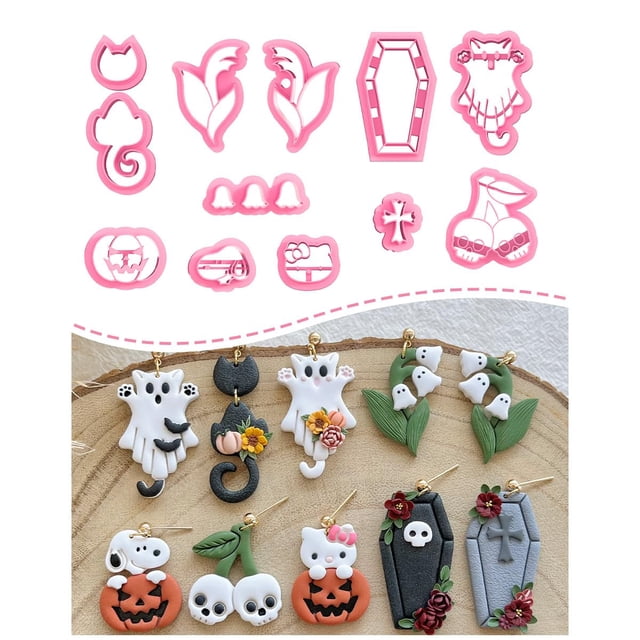 Cortadoras de arcilla polimérica Keoker para Halloween, 12 formas, calabaza