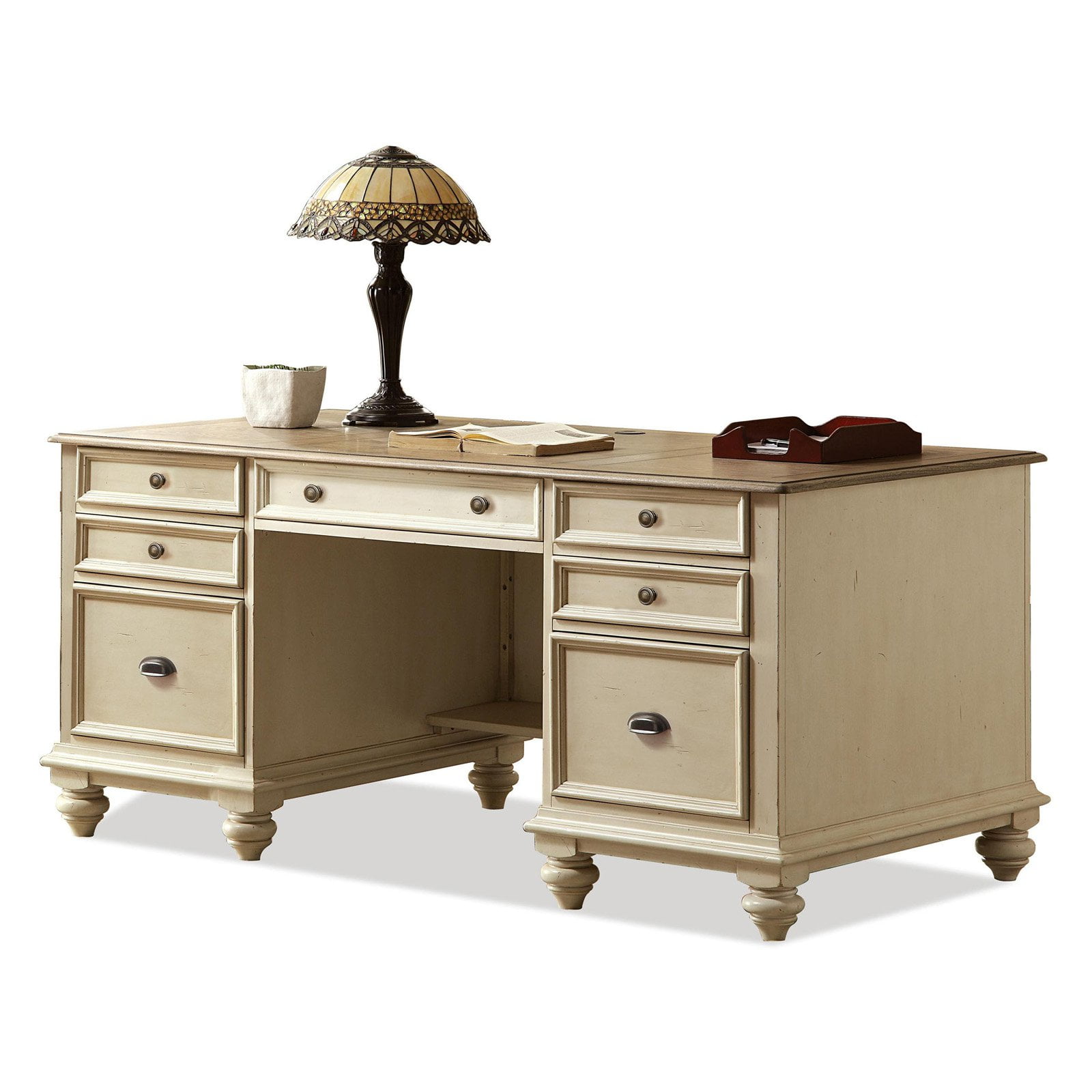 Riverside Coventry Two Tone Executive Desk Walmart Com Walmart Com