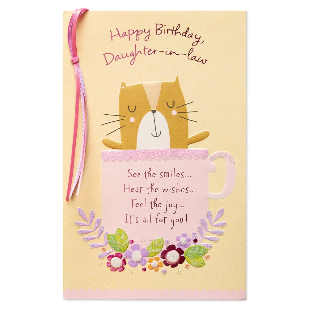 American Greetings Cat Birthday Card For Daughter In Law With Glitter