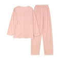 thumbnail image 4 of JIANJIA Pajamas For Women Set Solid Color Lapel Long Sleeve Tops With Pants Two Piece Loungewear Nightwear, 4 of 7