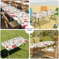 thumbnail image 7 of decorUhome Rectangle Spandex Fitted Tablecloth 6 FT Tables, Washable Picnic Table Cover with Elastic, Washable Reusable Table Cloth for Dining (Beige Flower, 30"x72"), 7 of 7