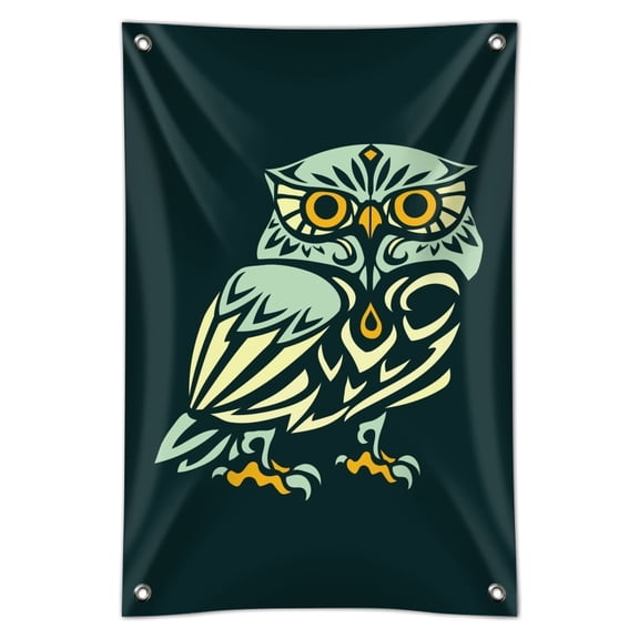 Wise White Tribal Owl Home Business Office Sign