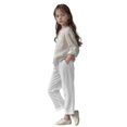 thumbnail image 6 of Lenpel Girls' Wide Leg Pants Lightweight Elastic Waist Loose Trousers Summer Casual Pants with Pockets 6-15 Years, 6 of 6