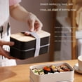 thumbnail image 3 of Caja Bento Caja de Almuerzo Estilo JaponéS de 2 Niveles, Compartimentos para NiñOs Chicos Chicas y Mujeres Hombres Adultos PreparacióN de Comidas Negro, 3 of 5