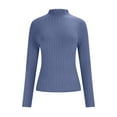 thumbnail image 5 of MOJOGO Women's Warm Base Layer Lightweight Ribbed Knit Long Sleeve Pullover Tops Spring Fall Mock Neck Shirts Blue Free Size, 5 of 8