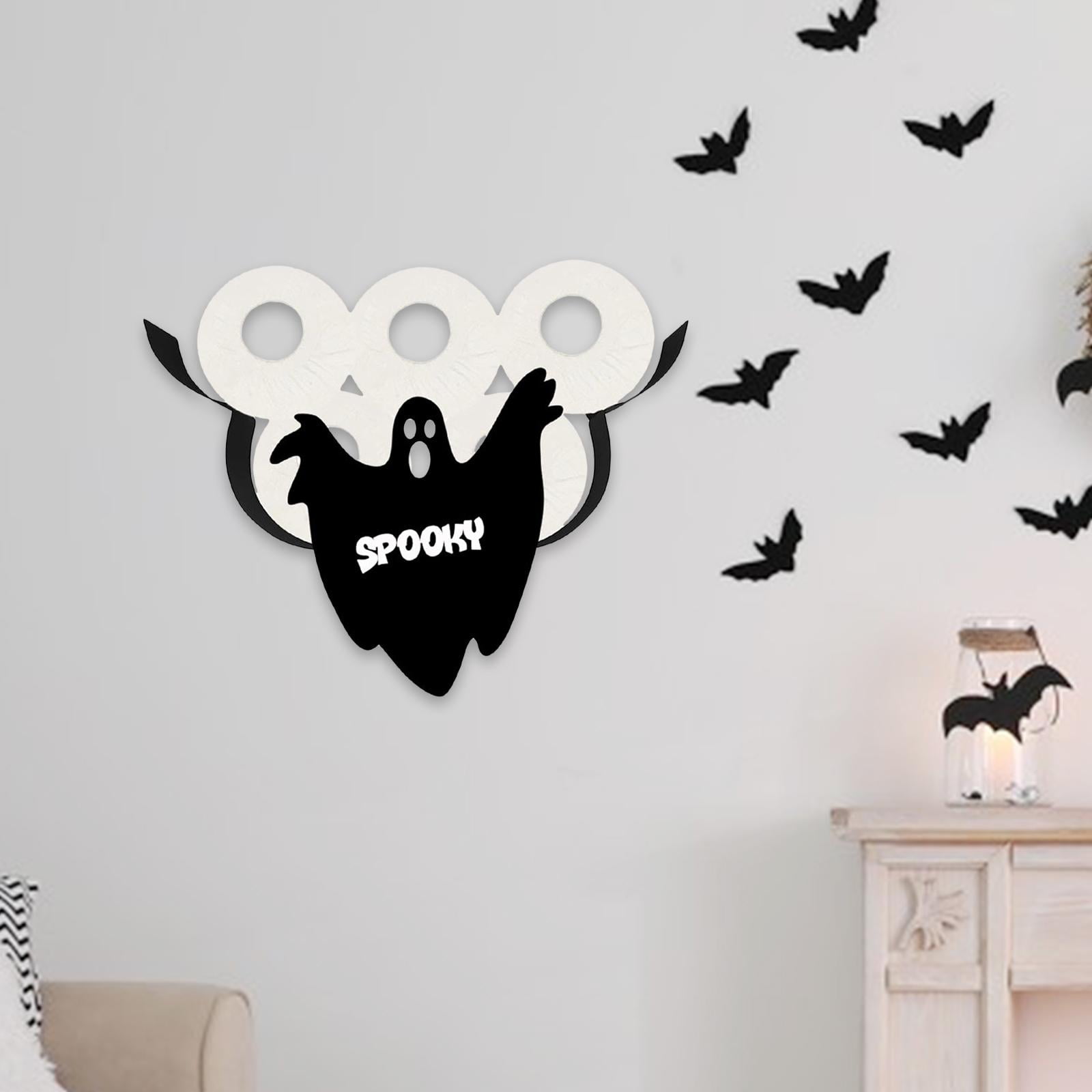 Fiocias Spooky Paper Toilet Roll Paper Wall Holder Paper Towel Rack Shelf Holds 7 Rolls