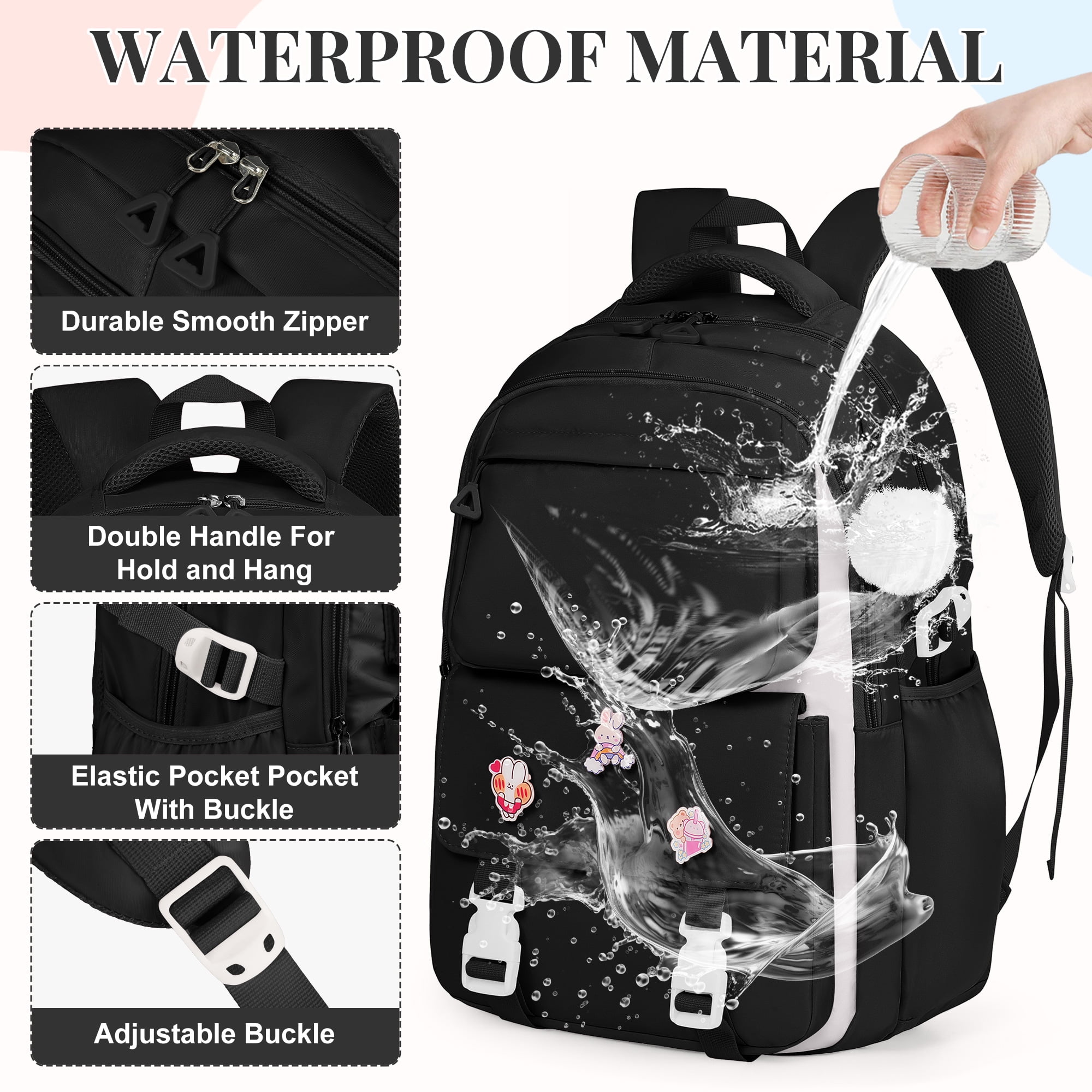 DAKIMOE Kids Backpack School Backpacks for College Cute Girl Middle High School Bookbag Large Capacity Lightweight Waterproof Daypack for Teens Students