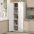 thumbnail image 3 of NICEGDLT 71" Kitchen Pantry Storage Cabinets with 2 Doors and 4 Adjustable Shelves, White kitchenPantry Cabinet, Tall Metal Food Storage Cupboard for Kitchen, Dining Room, 3 of 8