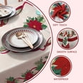 thumbnail image 4 of Christmas Poinsettia Print Tablecloth Waterproof Rectangle Holiday Table Cloth for Dinning Room,60"×84", 4 of 5