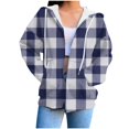 thumbnail image 2 of ICHUANYI Clearance Women's Casual Printed Zippered Long Sleeved Hooded Sweater Jacket Top(Dark Blue, S) ICHUANYI WER2023081513261, 2 of 6
