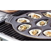 Outset Cast Iron Oyster Grill Pan, 12 Cavity Oyster Cooking Pan, 13.25 x 19.25 x 1