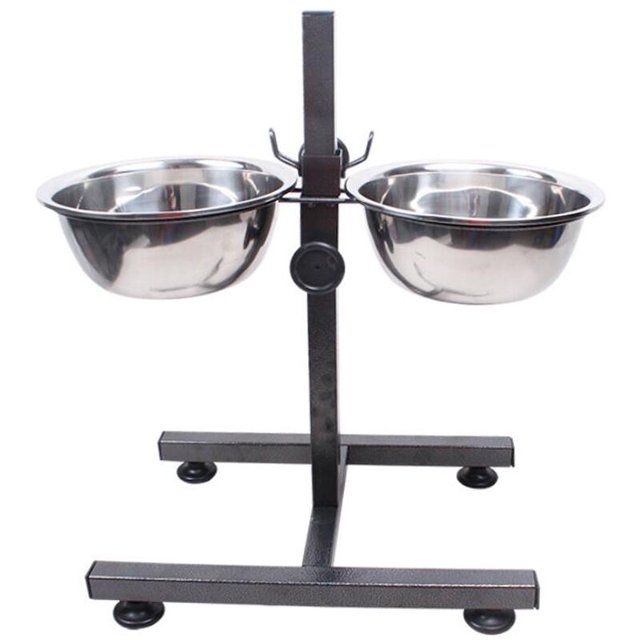 Soporte doble ajustable para cuencos para mascotas, cuenco de acero inoxidable para comida para perros y gatos, comedero para perros y bebederos