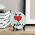 thumbnail image 3 of Round Spread Love Not Germs, Light Green Decorative Bathroom Table Sign with Acrylic Easel (5 x 5"), 3 of 3