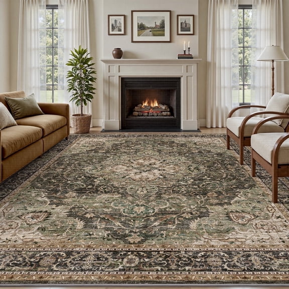 SIXHOME 6'x9' Area Rugs for Living Room Washable Rugs Carpet Soft Large Rugs for Bedroom Dining Room Office Home Decor Green