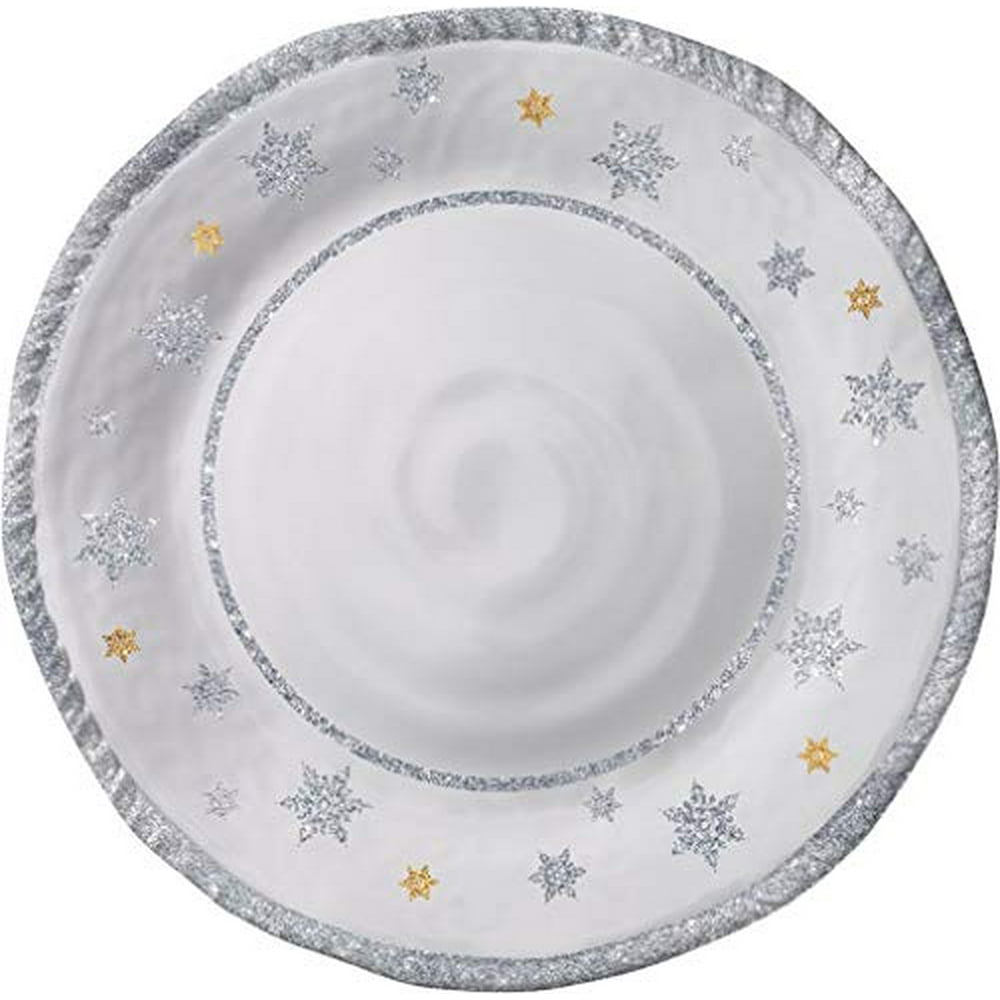 Merritt Melamine Round Charger Plate Snowflake Dreams 13.25