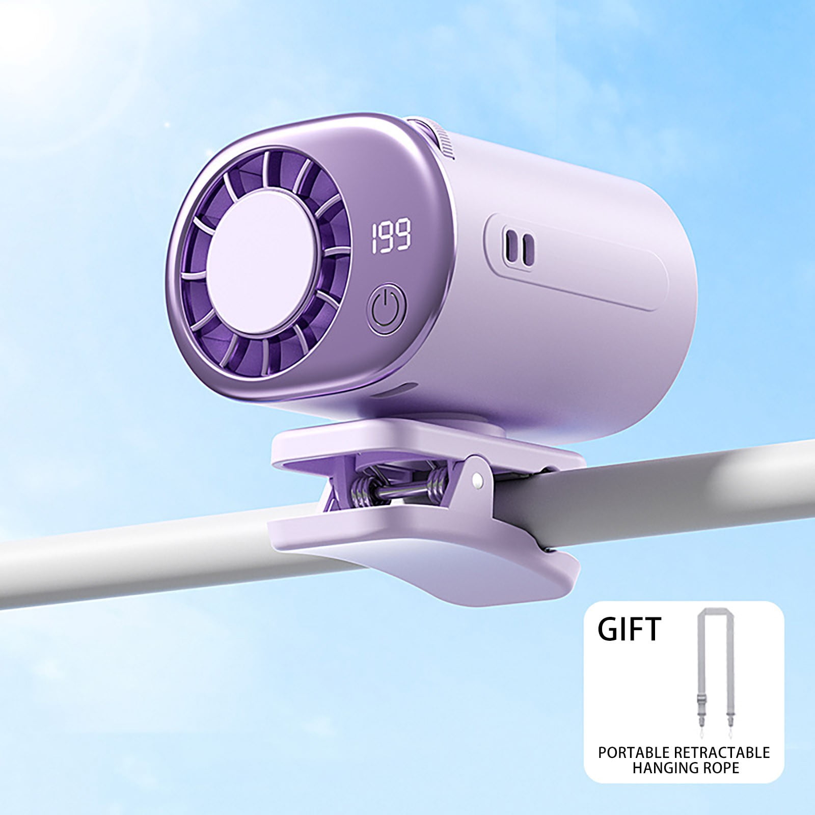 Clip on Fan with Digital Display, Rechargeable Portable Mini Fan, Usb-C, Ice Pack, for Car Office Travel Outdoor