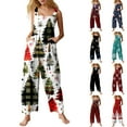 thumbnail image 7 of Women's Sleeveless Christmas Print Jumpsuit - Casual Cotton Romper, Red Size M, 7 of 7