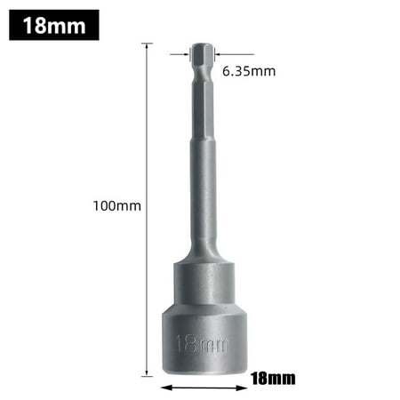 

100mm Long 6mm-19mm Hexagon Nut Driver Drill Bit Socket Wrench Extension Sleeve