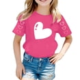 thumbnail image 4 of Ulitacool T Shirt For Boy Adorable Spring Tops Round Neck Tee Cartoon Heart Prints Short Sleeve Blouse Boy Summer Clothing 4-5 Years Hot Pink, 4 of 4