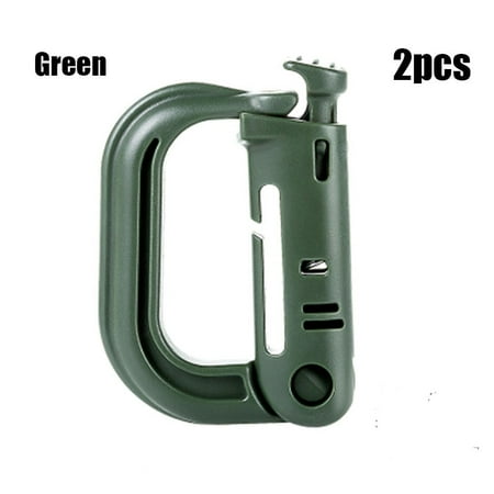 1/2/5pcs Plastic Outdoor EDC Tools Tactical Backpack Climbing Accessories Webbing Backpack Buckle Shackle Carabiner Keyring Locking Snap D-ring Clip GREEN 2PCS