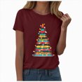 thumbnail image 2 of Towmus Christmas T Shirts Women Merry and Bright Graphic Tee Casual Xmas Holiday Shirt Tops, 2 of 5
