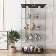 thumbnail image 4 of Modern Glass Display Cabinet with LED Lights, Quick-Assembly Antique Cabinet, Tempered Glass Bookshelf for Living Room/Bedrooms (2-Door 4-Shelf, Black), 4 of 9