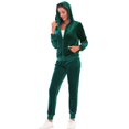 thumbnail image 2 of UJNDER Women's Casual Fashion Solid Hooded Warm Suit for Long Sleeve Pocket Shirt and Elastic Pant Set Green M, 2 of 4