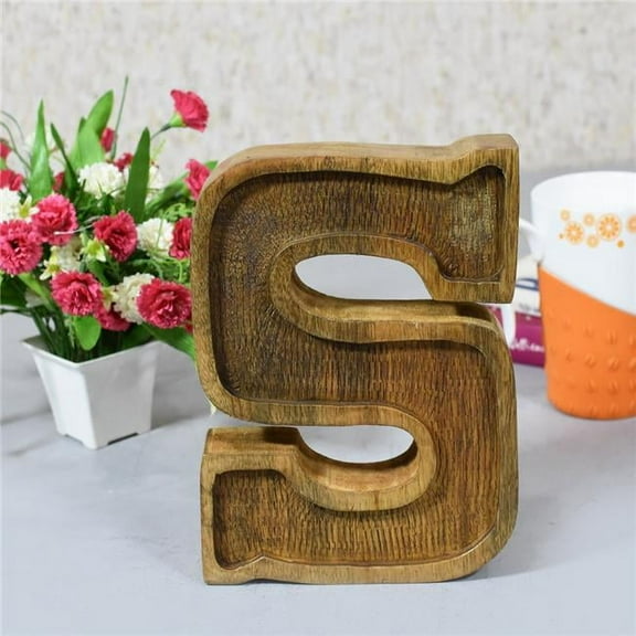 BBH Homes UBBBMH6223SCSHS S Alphabet Handmade Letter Block Eco-Friendly Wall Decor, Natural
