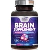 Brain Memory Supplement - 3X Strength Nootropics for Concentration, Clarity & Focus Support - Brain Health Cognitive Vitamins with Bacopa, Phosphatidylserine & DMAE, Brain Booster Pills, 120 Capsules
