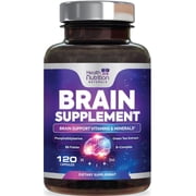Brain Memory Supplement - 3X Strength Nootropics for Concentration, Clarity & Focus Support - Brain Health Cognitive Vitamins with Bacopa, Phosphatidylserine & DMAE, Brain Booster Pills, 120 Capsules