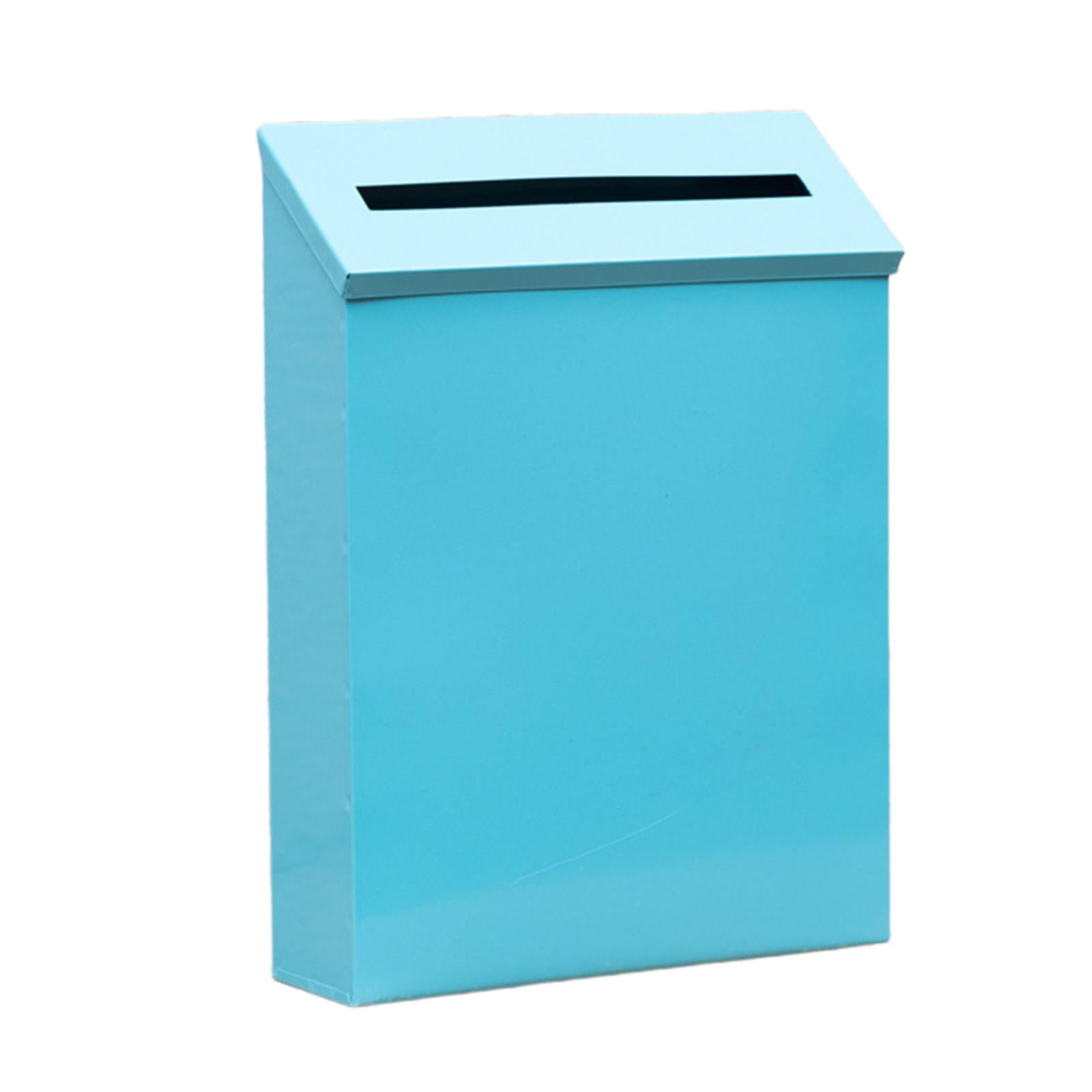 Wall Mount Mailbox Drop Box Newspaper Holder Box Decorative Rainproof Letterbox Metal Postbox for Home Office Outdoor Gate Decoration Blue