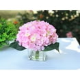 thumbnail image 3 of Enova Home Artificial 7 Steams Hydrangea Silk Flowers in Clear Glass Vase with Faux Water (Pink), 3 of 3