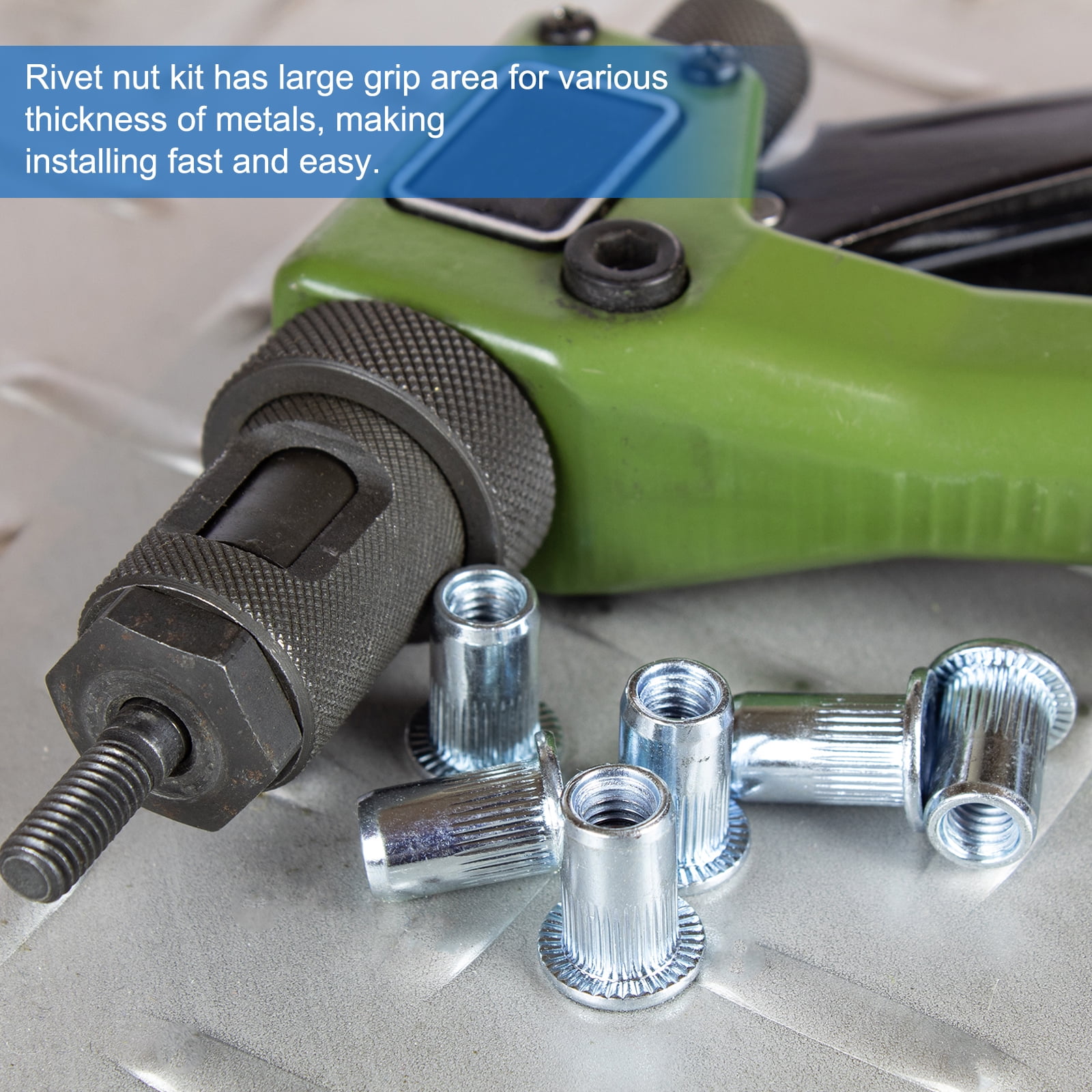 80Pcs M8 x 18mm Rivet Nut Carbon Steel Rivet Nut Tool Hardware Nuts Zinc-Plate