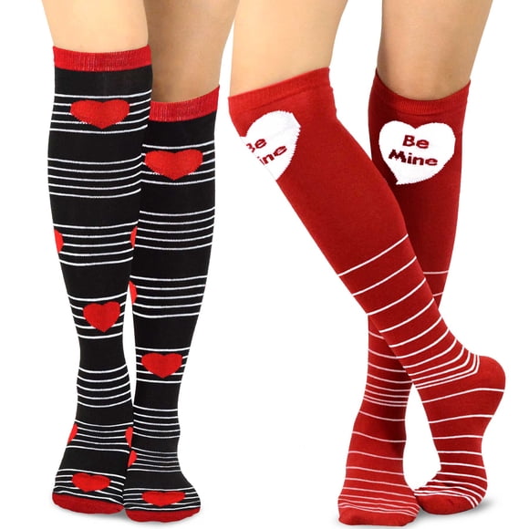 TeeHee Chaussettes en Coton pour la Saint-Valentin Ou la Fête des Mères pour Femmes, Hauteur Genou et Basses, Paquet Multiple
