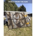 thumbnail image 3 of 4th of July RV Awning Sun Shade Screen 9'X15.3' Star Wreath Mesh Sunscreen Rustic Wood Grain Awning Shade Screen with Zipper UV Blocker Completed Kits Outdoor Canopy for RV Motorhome Camper Trailer, 3 of 7