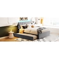 thumbnail image 6 of Gray Upholstered Bed With Twin Trundle And Delicate Stripe Headboard Design Size Fleece Upholstery Wonderful Accent, 6 of 7