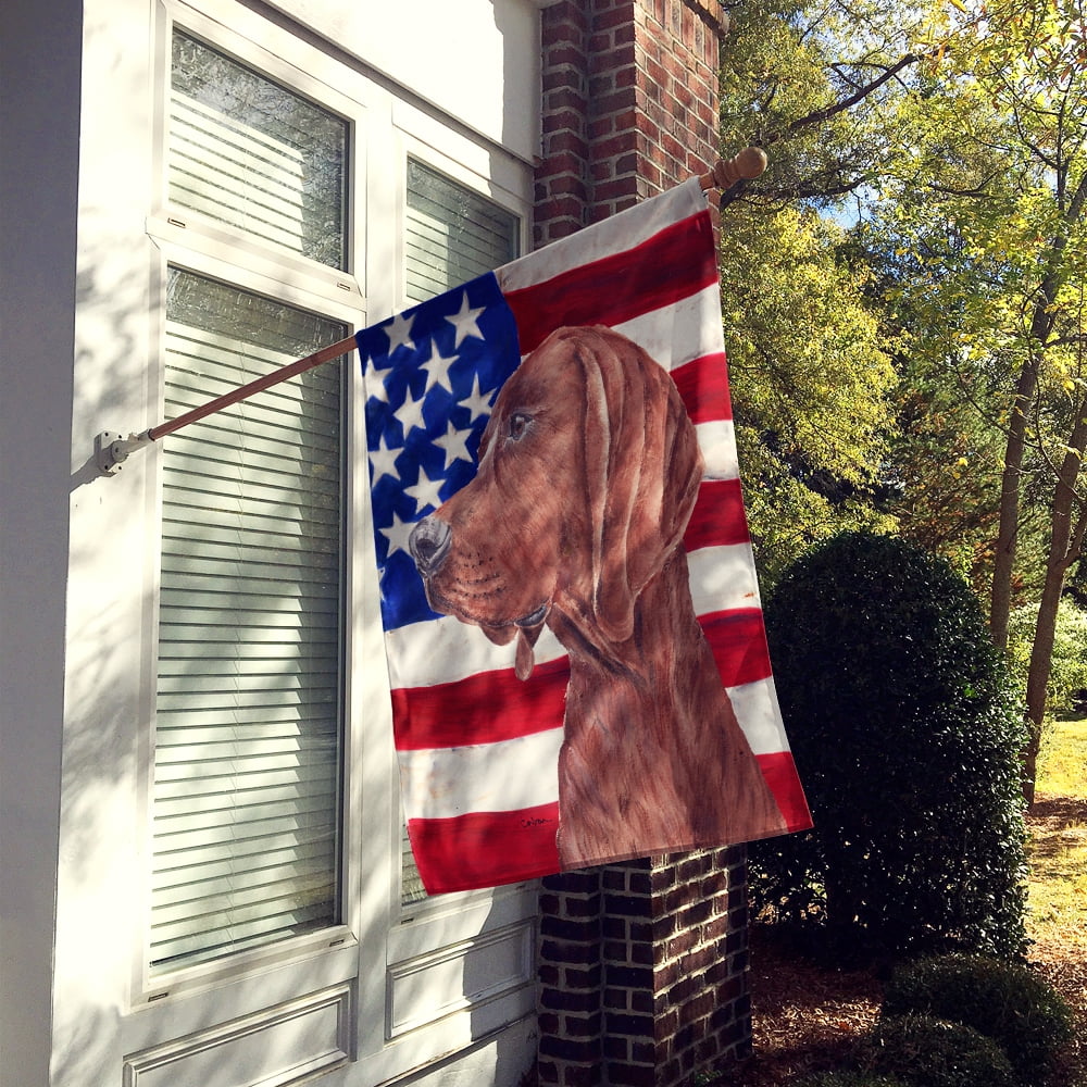 Carolines Treasures SC9635CHF Redbone Coonhound with American Flag USA Flag Canvas House Size  Large multicolor