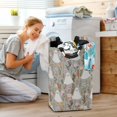 thumbnail image 5 of Yayeee Freestanding Laundry Hamper with Handle Collapsible Large Storage Basket for Clothes, Gray Cartoon Ghost, 5 of 7