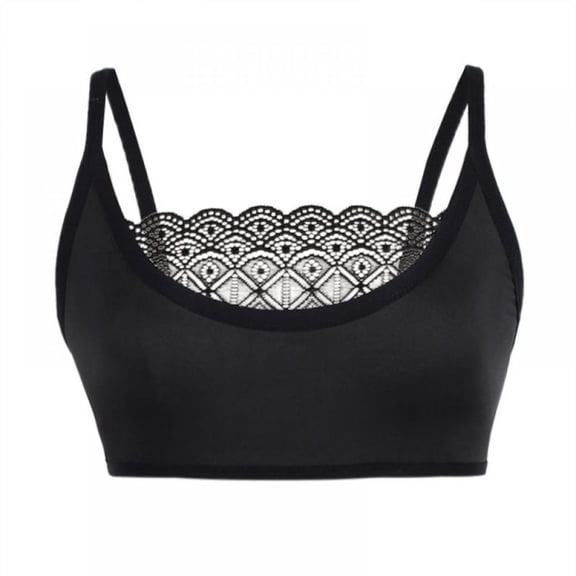 Tradecan Women Lace Push-up Bra Tube Top, Solid Color Stitching Plus Size Underwear