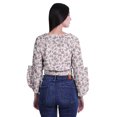 thumbnail image 2 of Moomaya Haut Court Imprimé pour Femmes Style Enveloppant Manches Longues à Volants Blouse d'Été Décontractée, 2 of 5