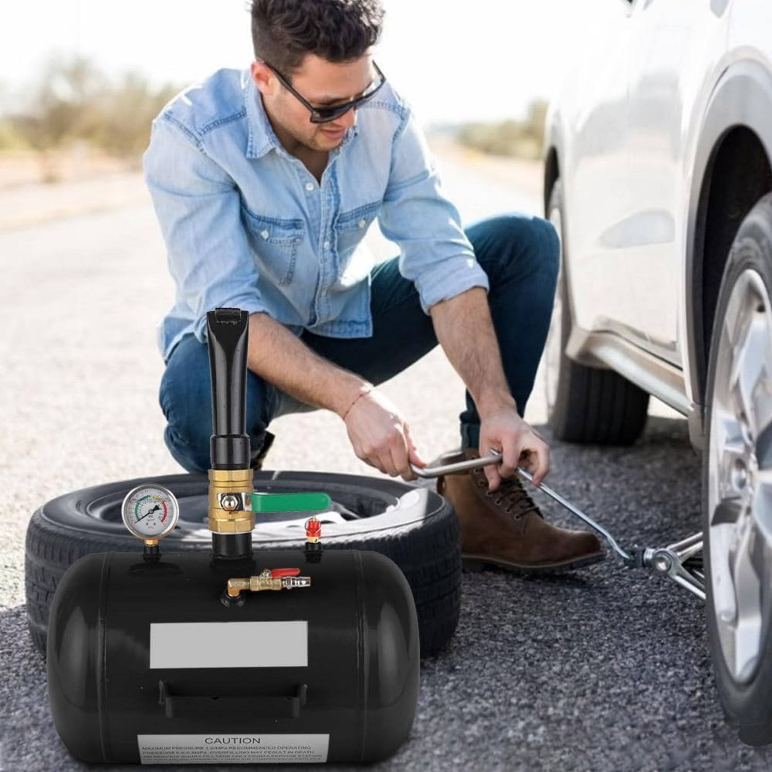 Ktaxon 5 Gallon Air Tire Bead Blaster Seater, Wheel Seating Tool Inflator Tank for Truck ATV, 85-116PSI Operating Pressure, Black