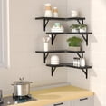 thumbnail image 2 of Juego de 4 estantes flotantes de esquina para montar en la pared, estantes de madera rústica para almacenamiento, decoración del hogar, baño, cocina, dormitorio, sala de estar, oficina (negro), 2 of 7