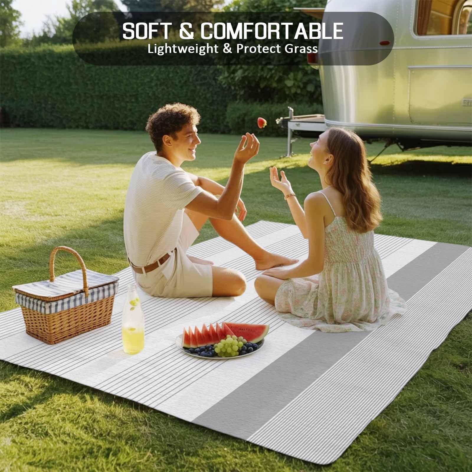 6' x 9' Outdoor Rug, Grey Stripe Outdoor Washable Rug Large Floor Carpet, Modern Abstract Monochrome Geometric Non Shedding Area Rug for Outside Patio RV Porch Deck Balcony Camping Living Room